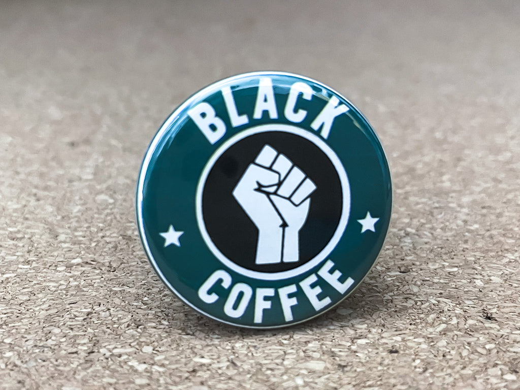 1.25" Circle - Black Coffee Button