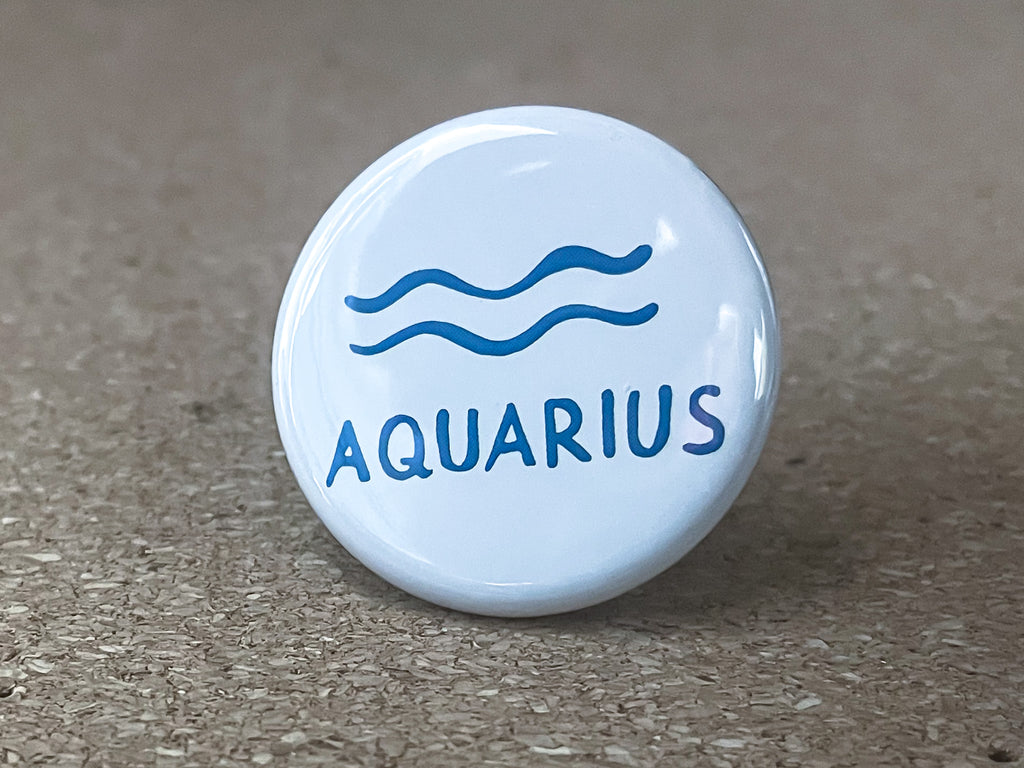 Zodiac Aquarius Button