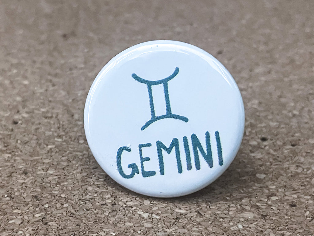 1.25" Circle - Zodiac Gemini Button