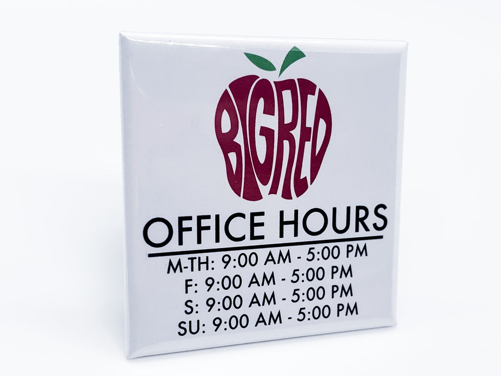 Big Red Office Hours Square Button - InclusiveRandomness