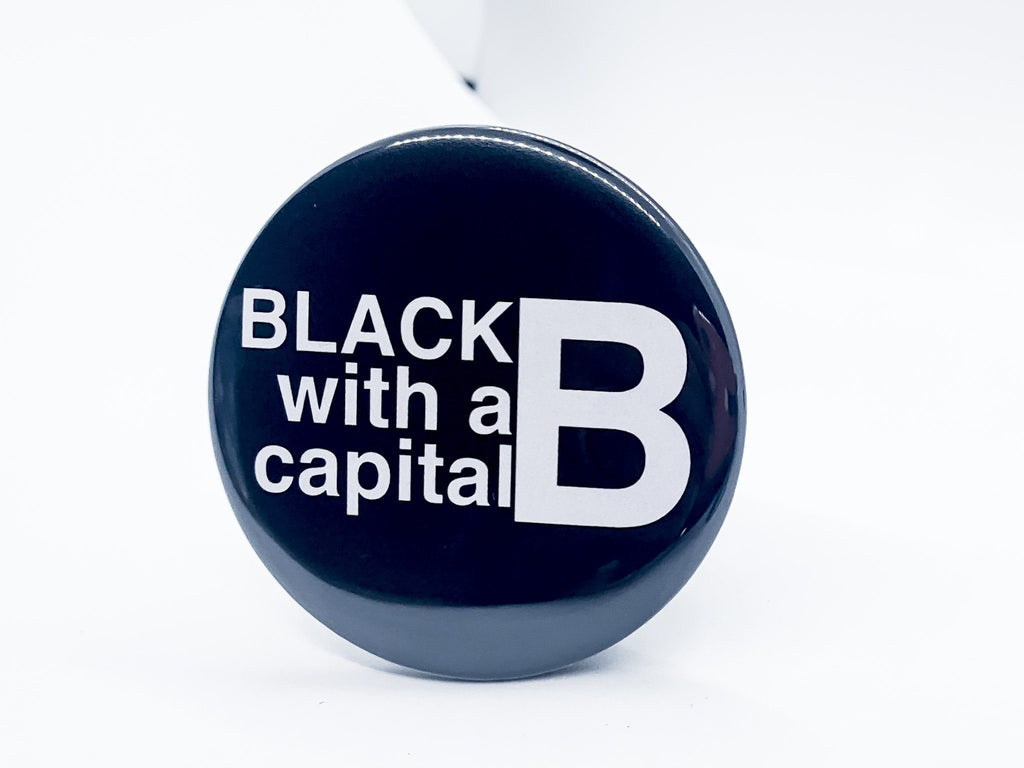 Black With A Capital B Large Circle Button - InclusiveRandomness